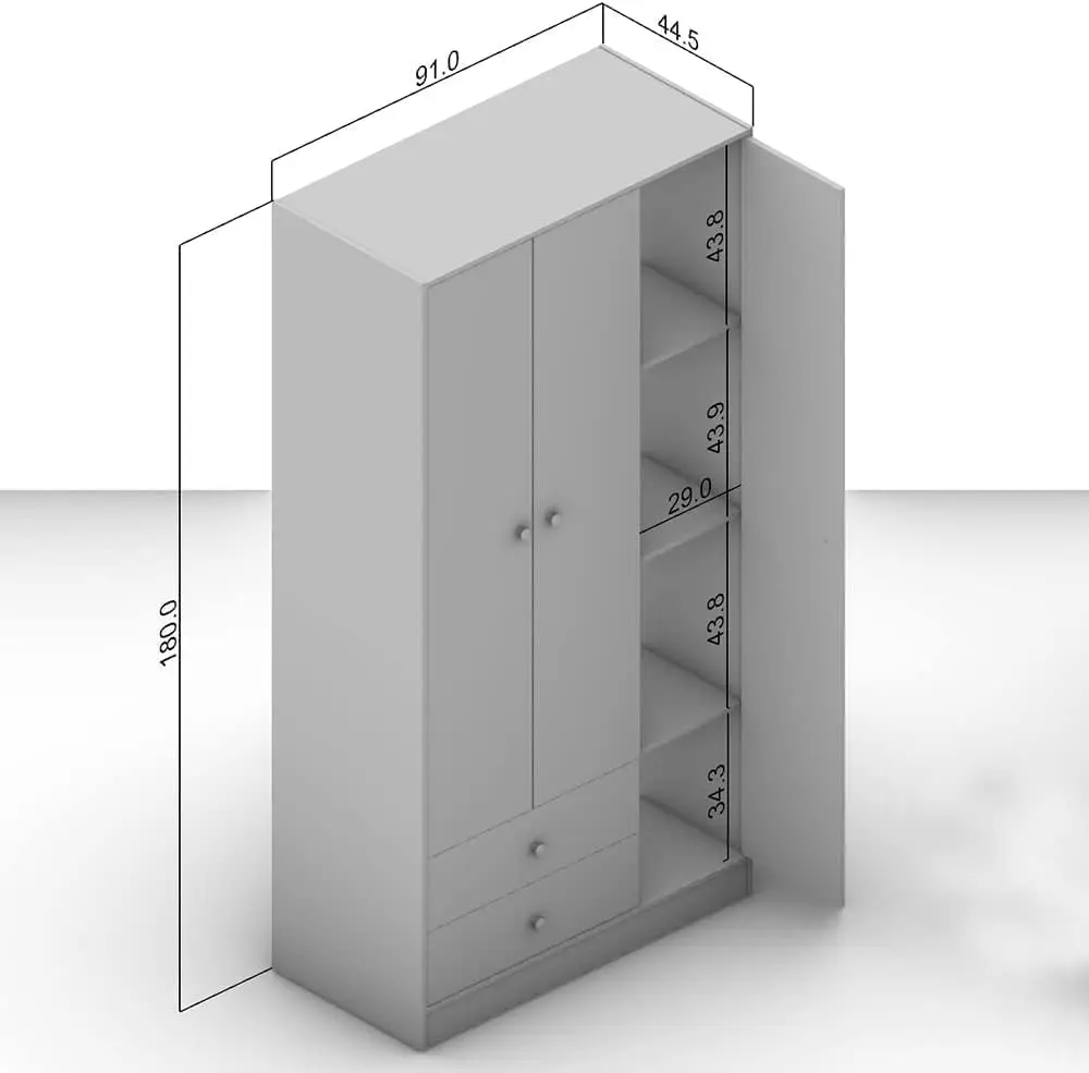 خزانة ملابس بمساحة مع 3 أبواب ودرجين كبيرتين BN343...