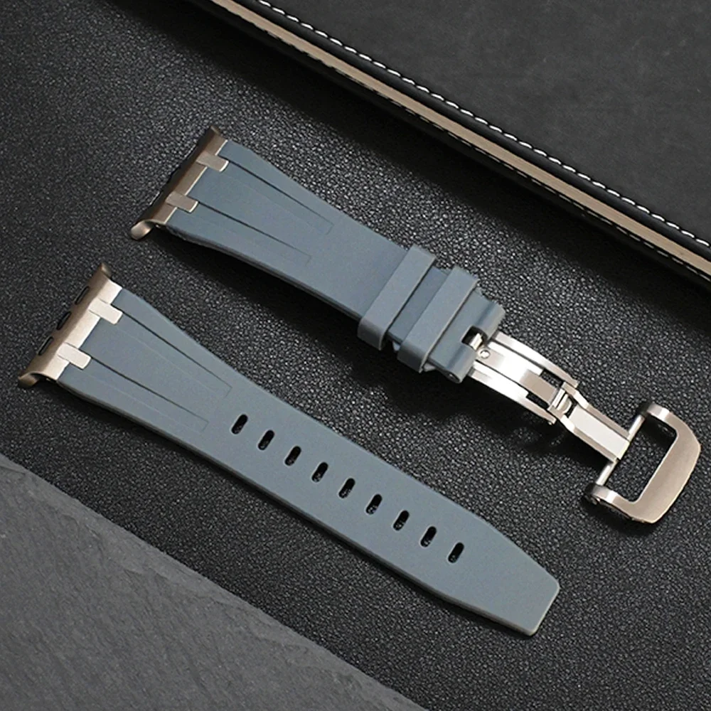 Titanium Color Band for Apple Watch Ultra 49mm series 9 45mm Silicone Watchband for iWatch ultra 2 8 7 se 5 4 6 42 44mm Bracelet