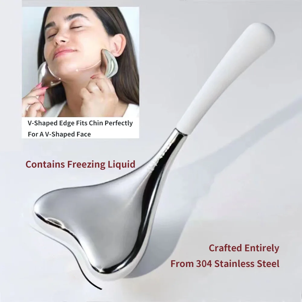 Ice Globes Spoon Massager Facial Skin Care Freeze Tool Stainless Steel Face Beauty Cryo Roller Cooling Massage Spa Ball