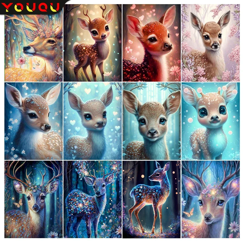 

YOUQU-Animal Diamond Painting, 5D Deer Diamond Embroidery, Cross Stitch Kit, DIY Mosaic Picture, Cute Home Decoration, Gift