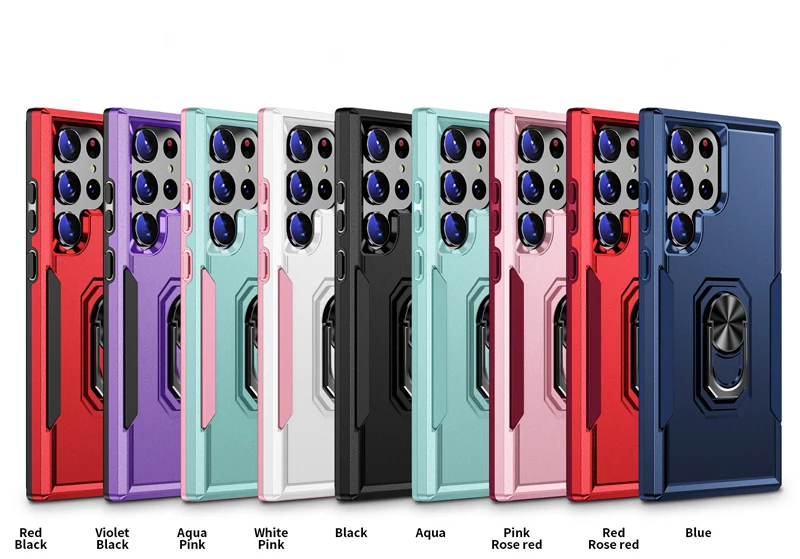 Bananq Metal Ring Stand Case Samsung S24 S23 S22 S21 Ultra S10 Plus S20 FE Cover For Galaxy A14 4G A54 5G A04S A05S A15_voghion.com