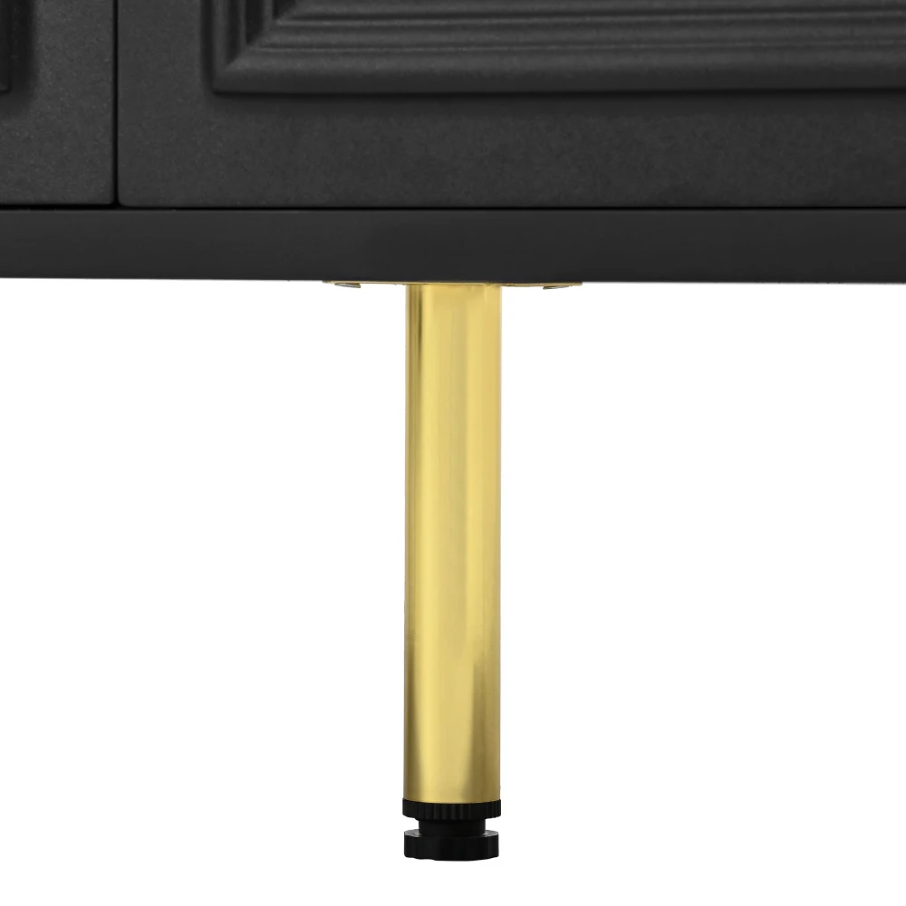 Sideboard mit goldenen Griffen und Beinen, 4 Türen, 4 Schubladen, mit abnehmbarem Laminat, für Wohn- und Esszimmer, 140 x 38 x 82 cm. – Detail 18