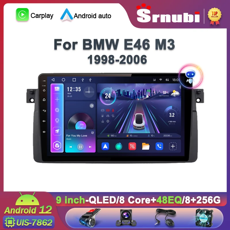 Srnubi Android 12.0 Autoradio Autoradio Lettore Multimediale Per Bmw E46 M3 1998-2006 4G Wifi Navigazione Gps Carplay Dvd Head Unit
