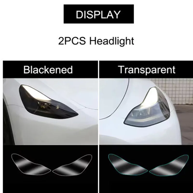 Lights TPU Protective Films For Tesla Model Y 2017–2023 Blackened Headlights Front Fog Lights and Rear Fog Lights Color-Changi