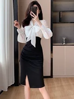 Faionable Midi  Knot Wrap Body Slimming Pleated Dr Ele Women's Clothing Commute Sle High Waist Polyester ... - Image 5