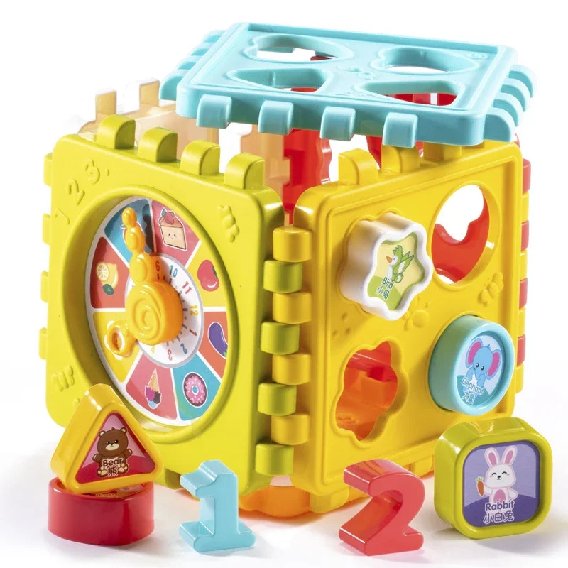 Puzzle Building Block Toy Shape Matching Hexahedron with Number Graphic Cognitive Block for Baby gift puzzle building block toy