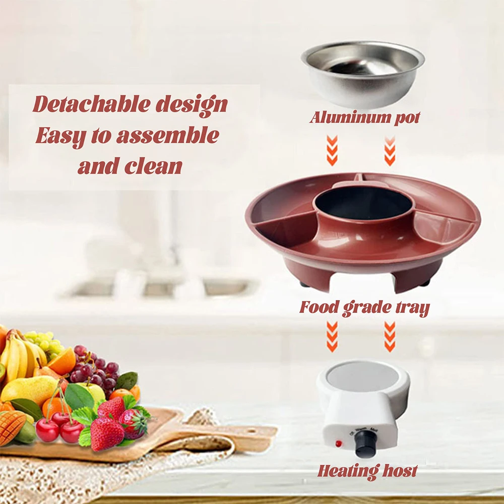 Chocolate Fondue Set Lightweight Electric Melting Dessert Fondue Pot Set With 2 Dipping Forks Cheese Candy Holiday Picnic Party