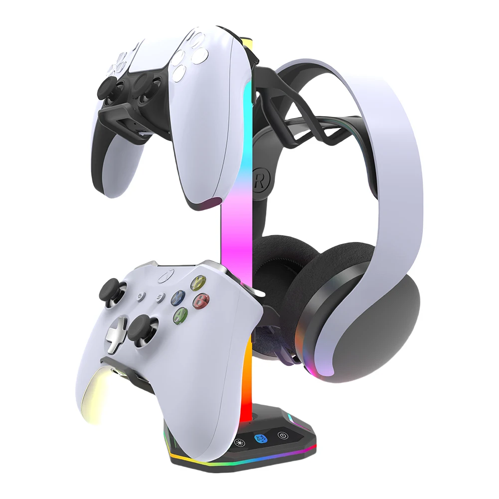 Playstation5 컨트롤러 홀더 이어폰 걸이 액세서리 데스크탑 게이머 PS4 Xbox PS5 게임 패드 용 게임 RGB 헤드폰 스탠드