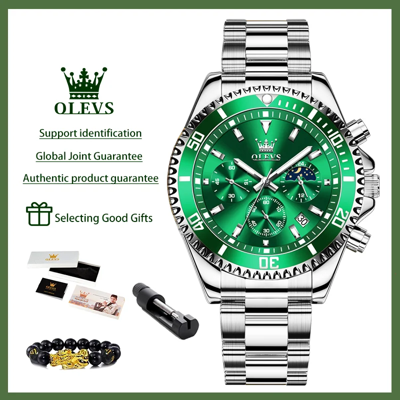OLEVS 2870 ساعات رجالية مرحلة القمر الصلب التقويم...