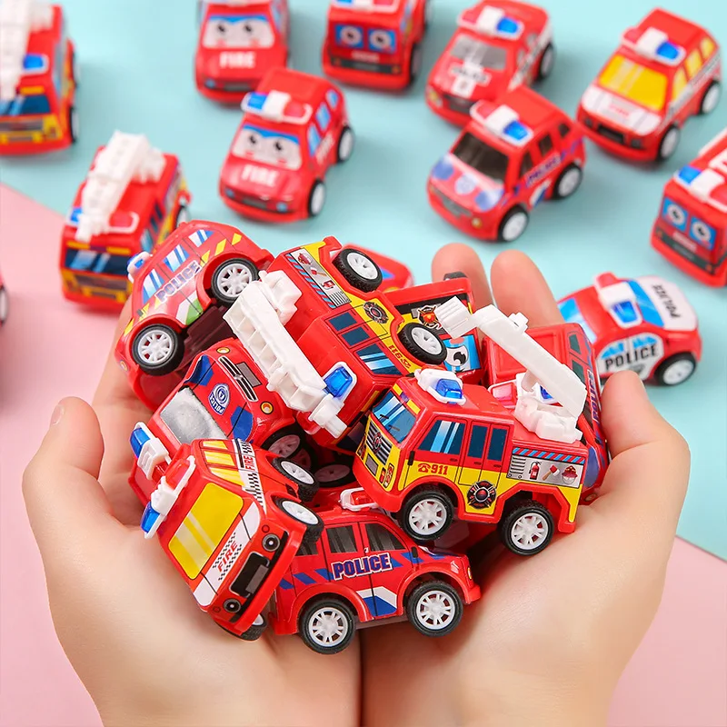12pcs Fire Truck Police Vehicle Pull Back Car Toys for Kids Birthday Party Favors Goodie Pinata Fillers Boy Girl Christmas Gifts