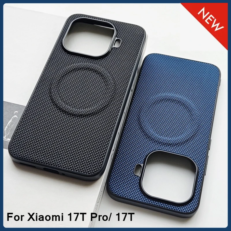 Luxury Magnetic Leather Back Case with Soft TPU & Nylon Woven Finish - Anti-Fingerprint Cover