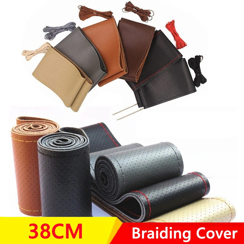 Steering Wheel Cover From Leather Braiding Cover Universal Steering Wheel Cover Made of Genuine Leather Braid For Steering Wheel