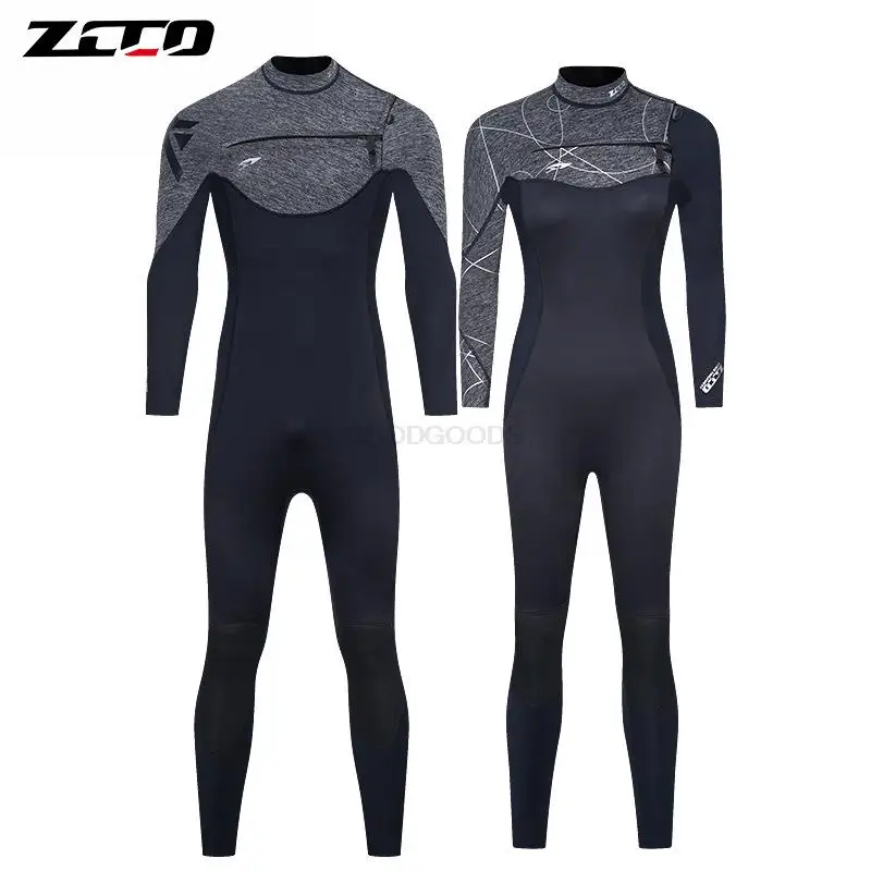 Men Neoprene 1.5Mm Tahan UV Zip Depan Lycra Setelan Menyelam Lengan Panjang untuk Bawah Air Snorkeling Berenang Berselancar