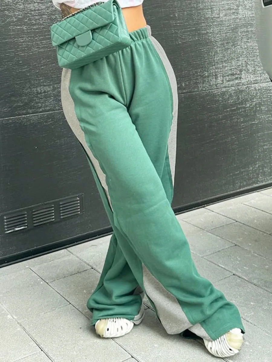 

LW Patchwork Loose Sweatpants Women Autumn Loose Drawstring Trousers Casual Joggers Baggy Sweatpants Sporty Y2k Female Clothes