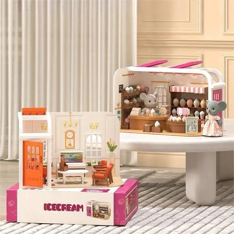 URFEDA Lot De 12 Meubles Miniatures En Bois Pour Maison De Poupée - 5 Pièces : Cuisine, Salon, Chambre, Salle De Bain - Cadeau Enfant