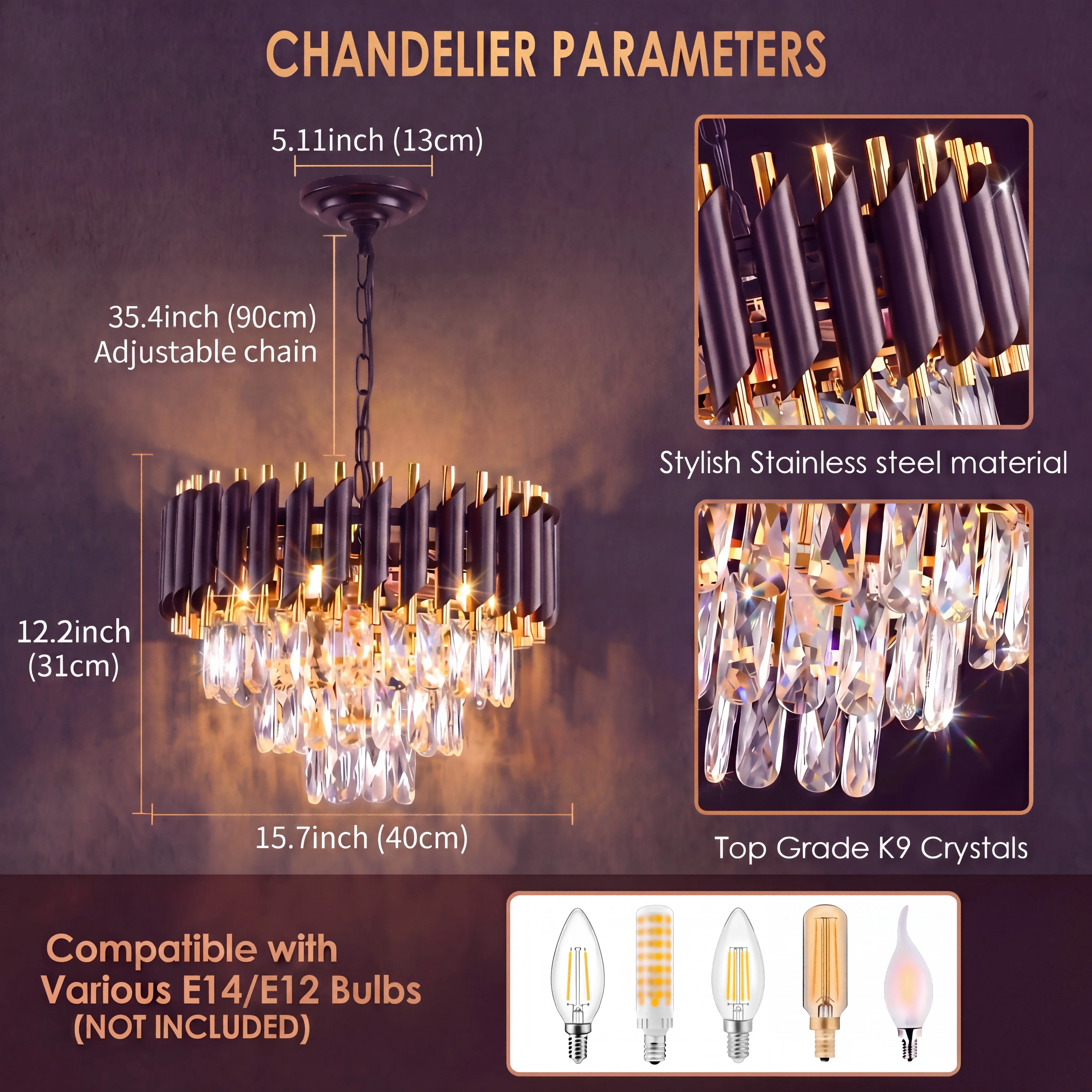 Modern Black & Gold Chandelier 5