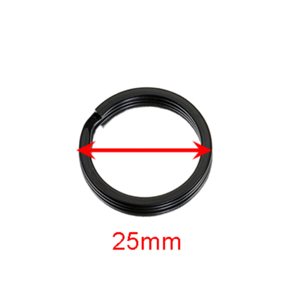 Set 20 Anelli Portachiavi In Metall - 25 Mm, Spessore 2 Mm, Colore Nero