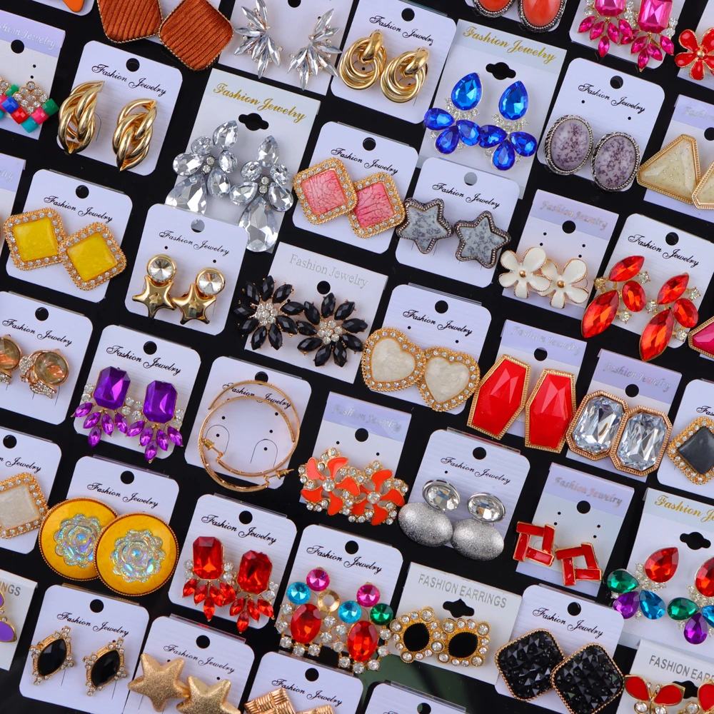 10 Paare/los Mode Kristall Blumen Stern Herz Liebe Stud Ohrringe Für Frauen Mix Stil Bunte Schmuck Party Geschenke Zubehör – Detail 2