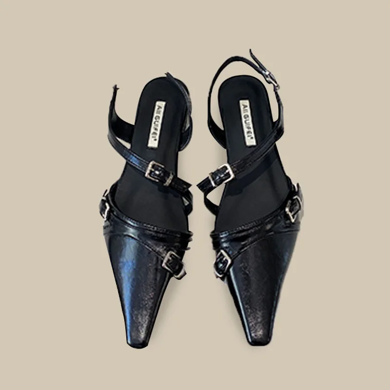 

New Summer Ladies ladies Female Flats Sandals Fashion Slingbacks Elegant Pointed Toe Casual Flat Women Shoes