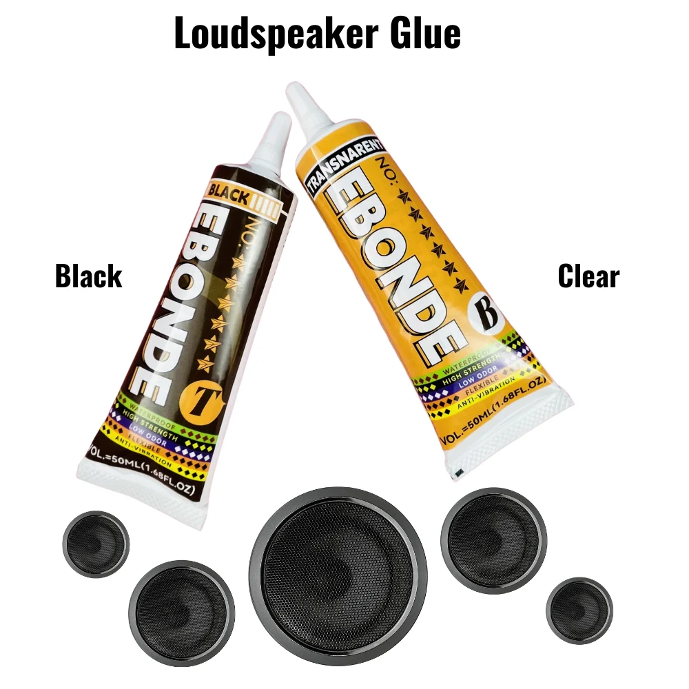High-Strength Speaker Repair Adhesive - Multipurpose Black/Transparent Glue (15/50/80ML)