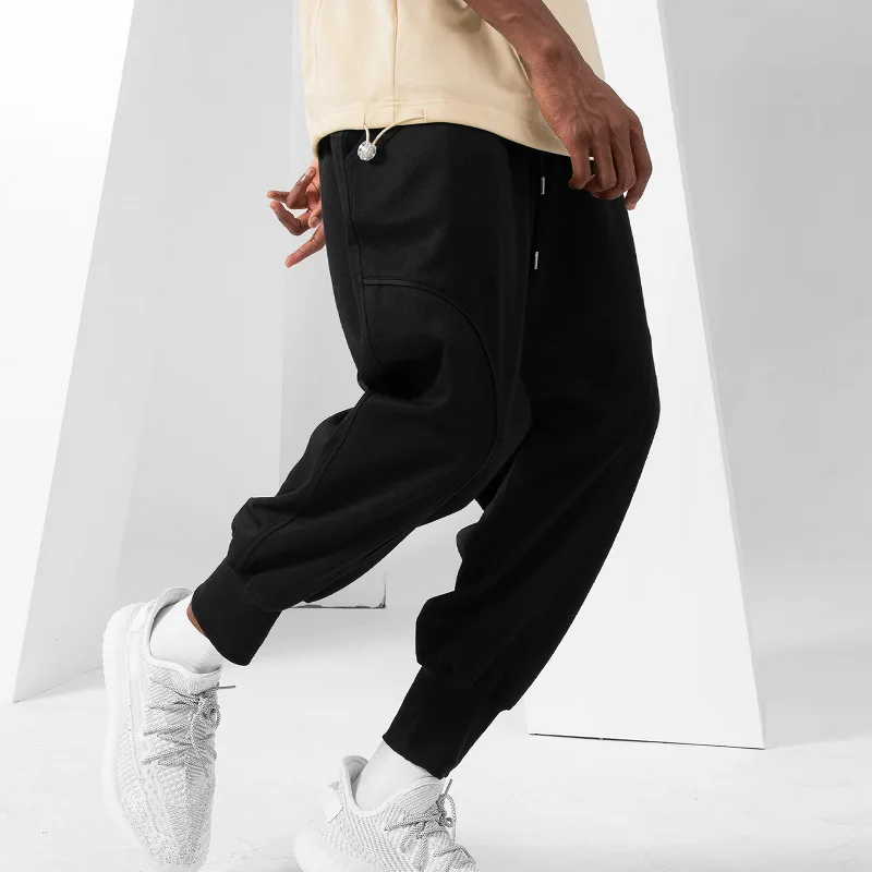 European and American youth loose fitting casual sports pants men's solid color running training pants straight pants menswear