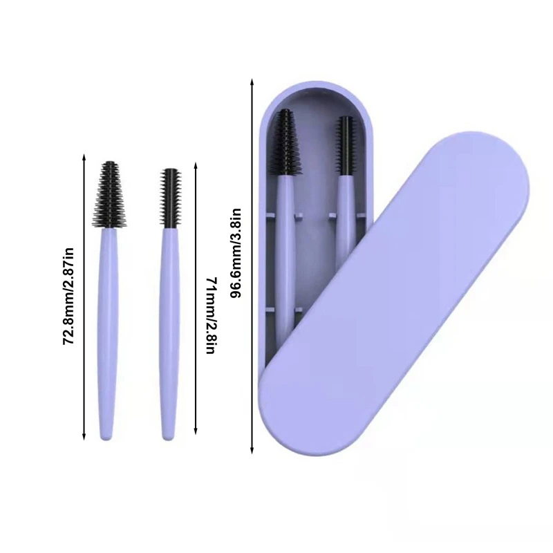 확장 용 실리콘 마스카라 완드, 속눈썹 어플리케이터, 메이크업 도구 세트, 눈썹 브러쉬, 휴대용 케이스 포함, 재사용 가능