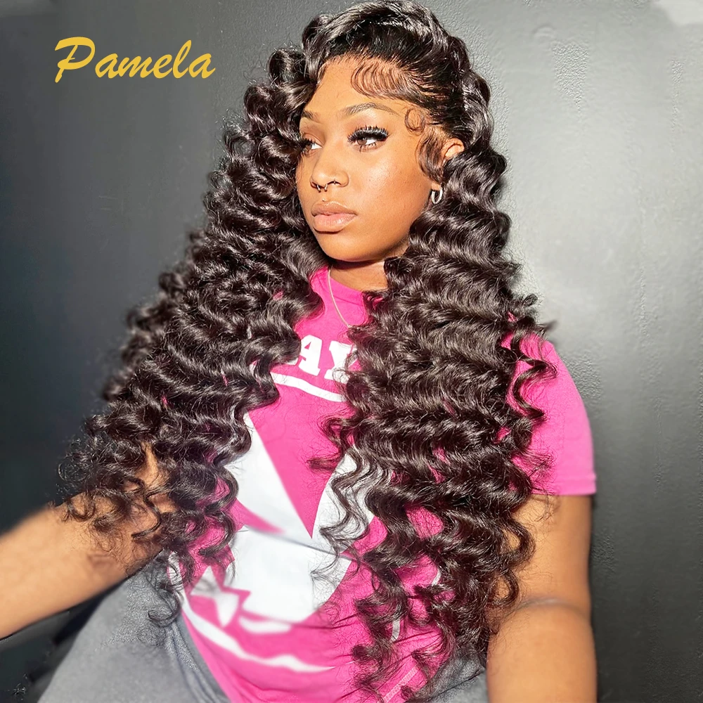 Brazilain Natural Hair 250 High Density Deep Wave 4x4 Transparent Lace Closure 100% Human Hair Glueless Wig Ready To Wear And Go