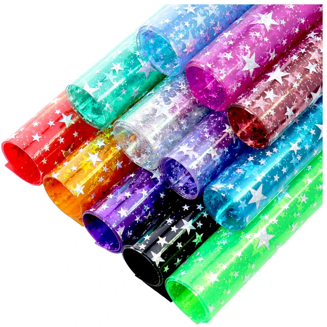 Rouleau de tissu vinyle Transparent en PVC, 30x120cm, gelée avec étoiles en  poudre scintillante pour sacs à main, nœuds de décoration à faire soi-même,  BH426 - AliExpress