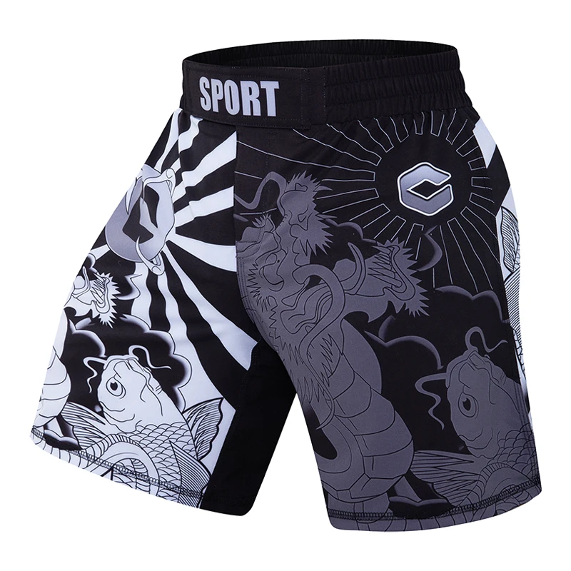 Men Fashion MMA BJJ Shorts Animal 3d Print 84% Polyester 16% Spandex Lightweight Grappling Muay Thai Men Gym Training Shorts 4