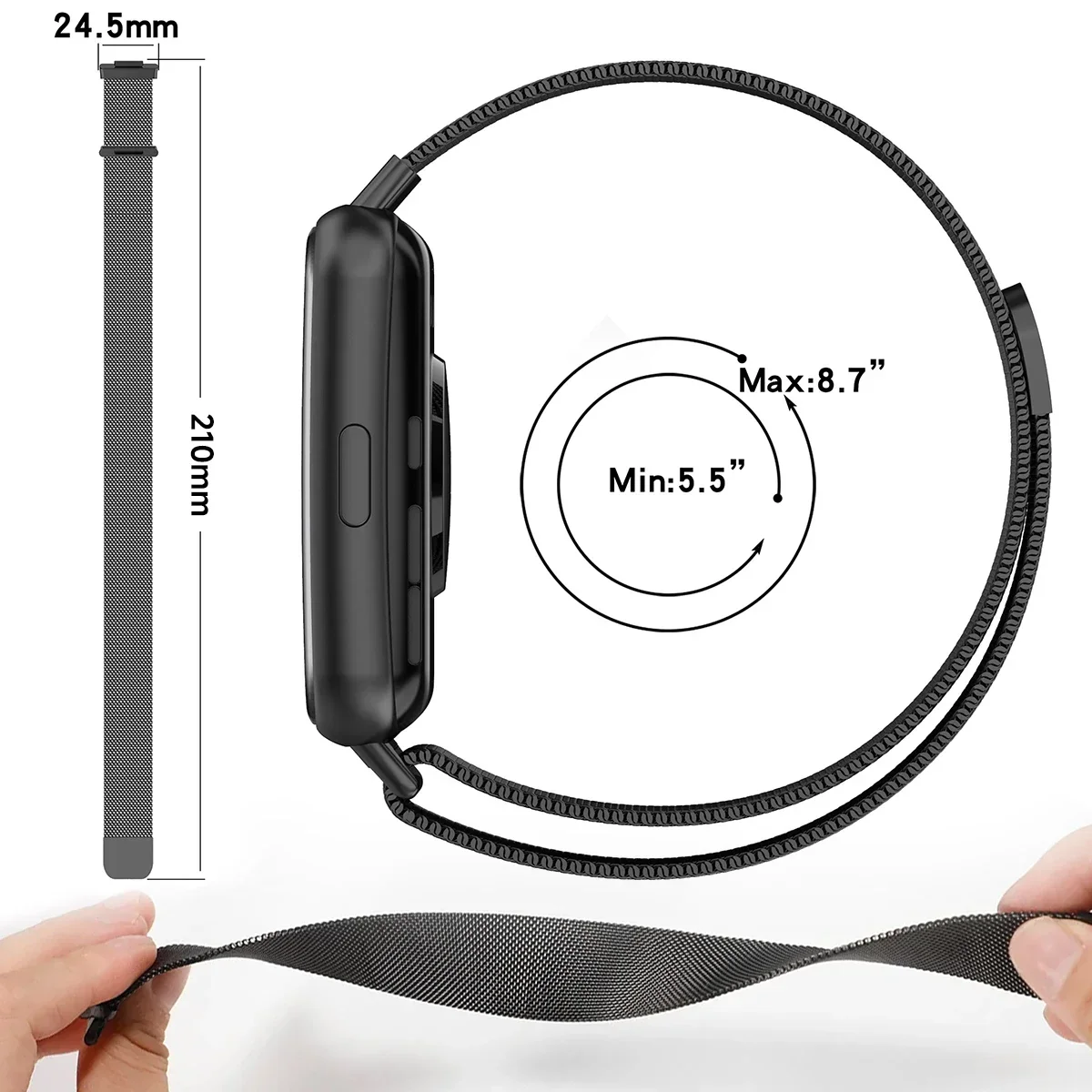 Premium Metal Strap with TPU Case & Screen Protector – Milanese Magnetic Loop Watchband Bracelet