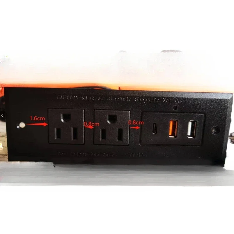 Recessed Power Strip With PD 20W USB-C - 2 Outlets & 2 USB Ports, 6FT Cord, Flush Mount For Desk/Cabinet