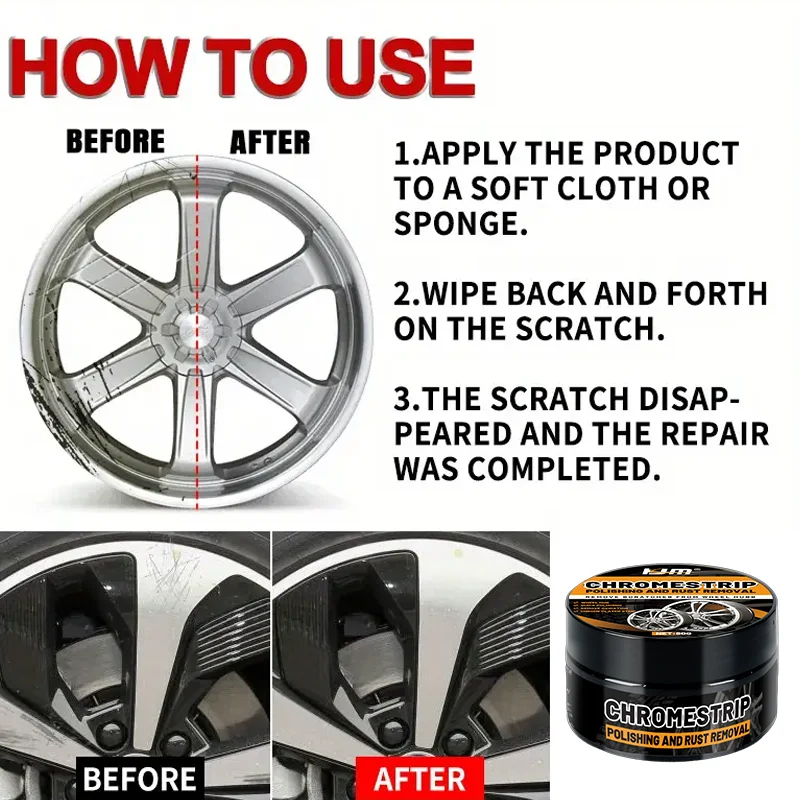 Wheel Repair Kit 80g Scratch & Rust Remover with Polishing Paste Car