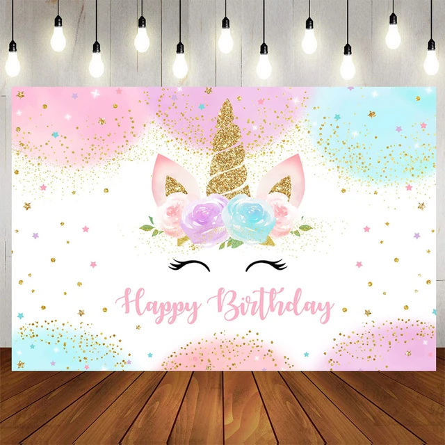 Gold Glitter Unicorn Birthday Party Treat Bag Toppers