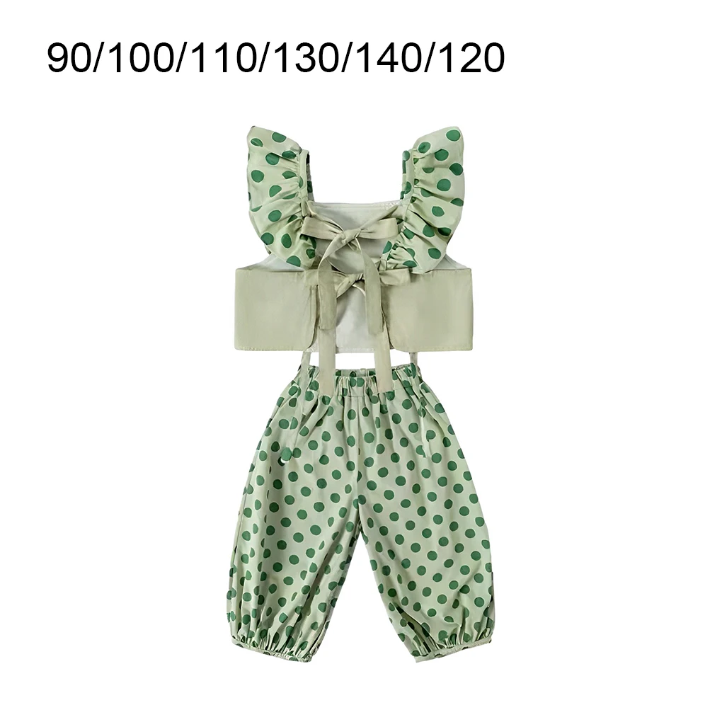 

Girls Clothing Set Fashionable Backless Dot Pattern Pants Pullover