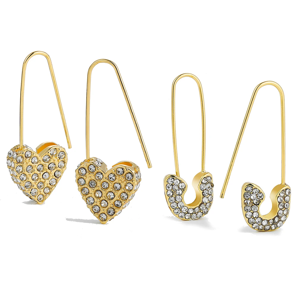 ShinyCrystalLoveHeartStudEarringsforWomenGothicGoldColor