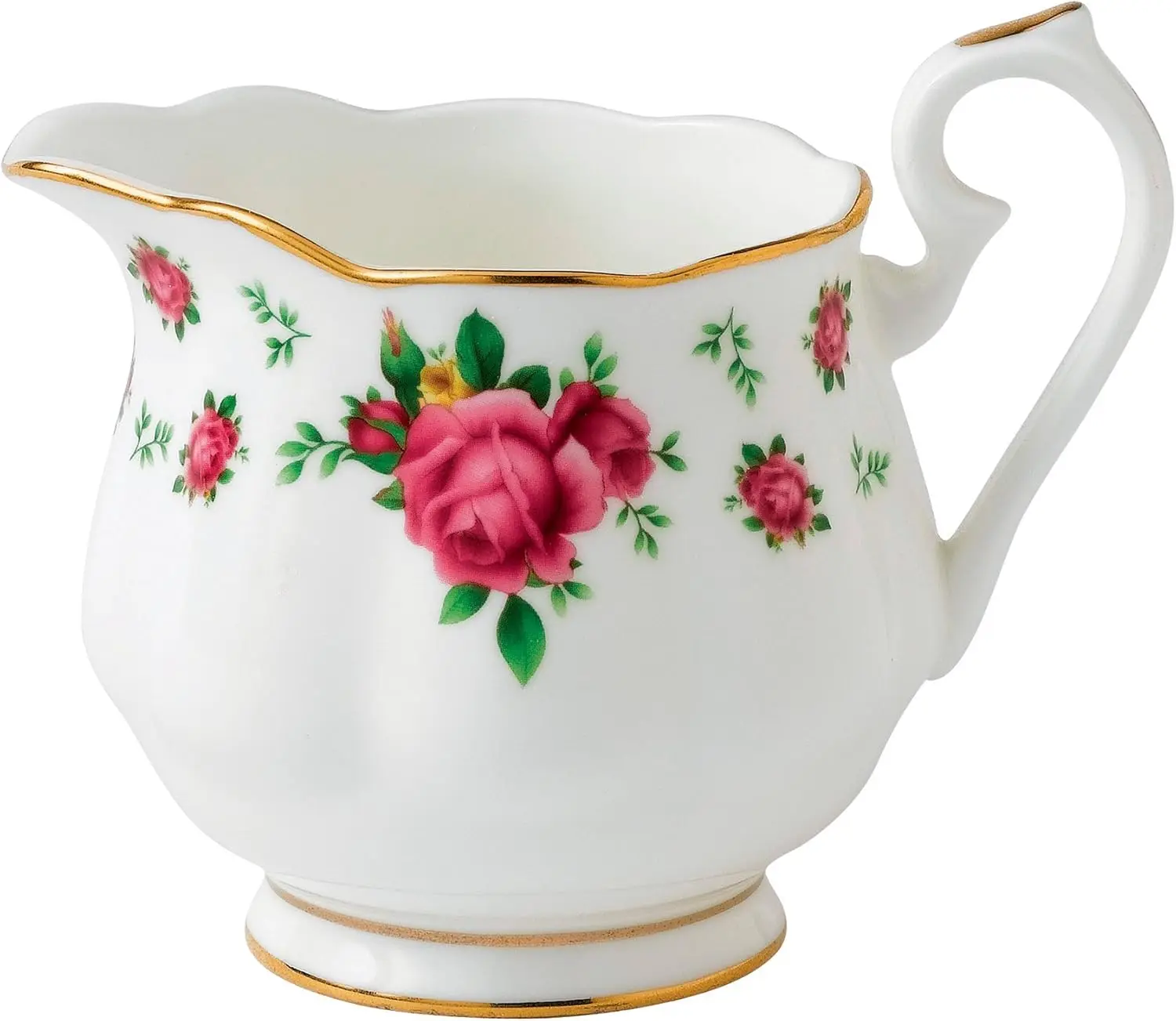 Roses 3-Piece (Teapot, Sugar & Creamer) Tea Set, White/Pink