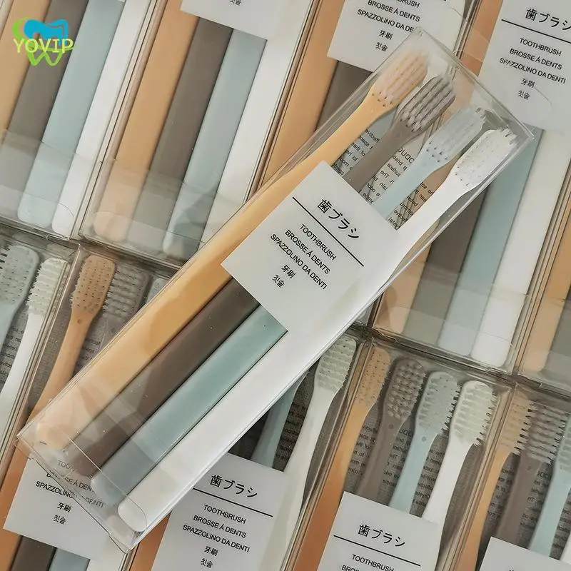 부드러운 강모 작은 머리 칫솔, 휴대용 여행 친환경 칫솔, 치아 케어, 구강 위생, 4 개