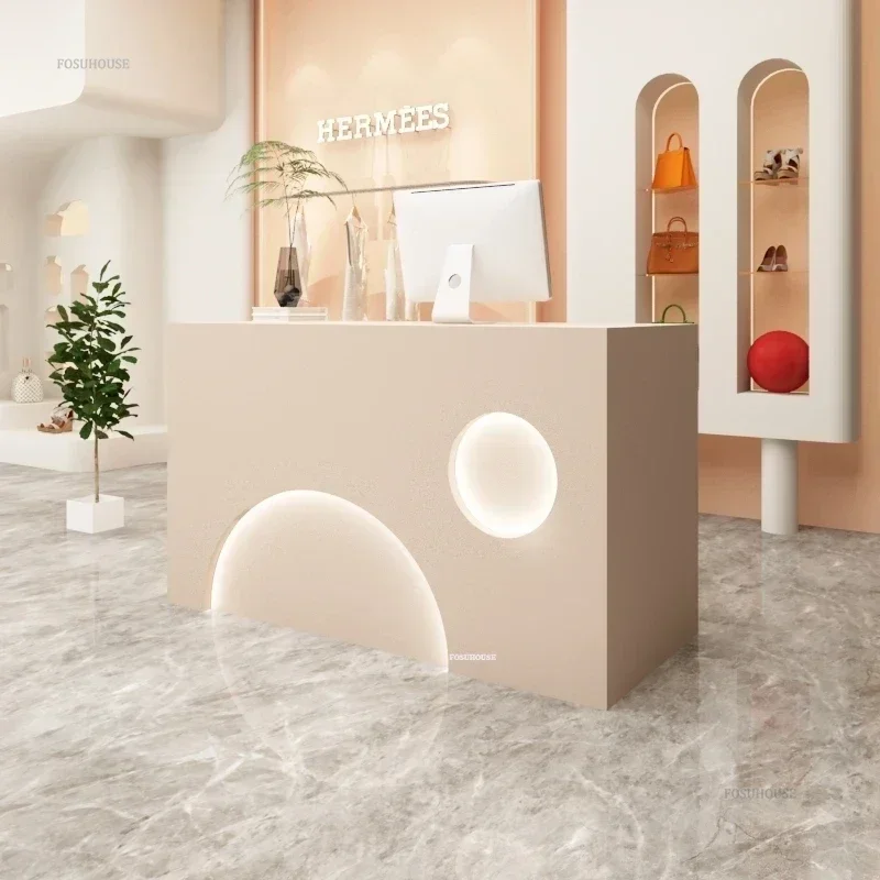 Nordic Reception Desk Office Furniture for Front Reception Counter Minimalist Creative Small Commercial Beauty Institute Counter