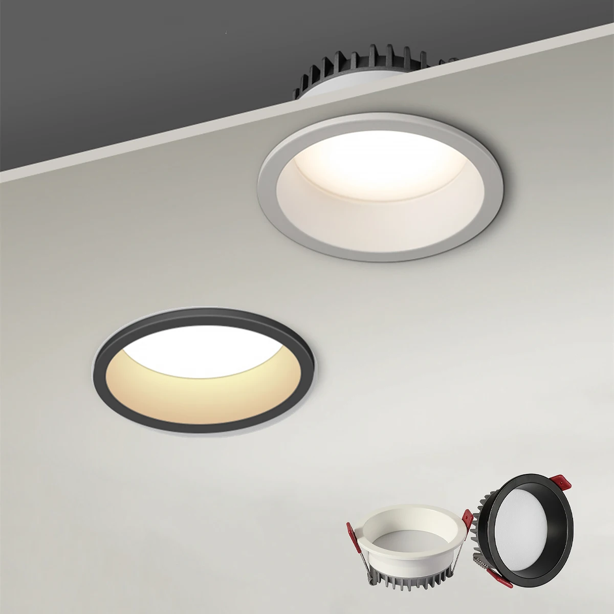 

High CRI Deep Anti-Glare LED Downlight Black/White Embedded Ultra-thin Ceiling Aluminum Spotlight 110/220V Dimmable