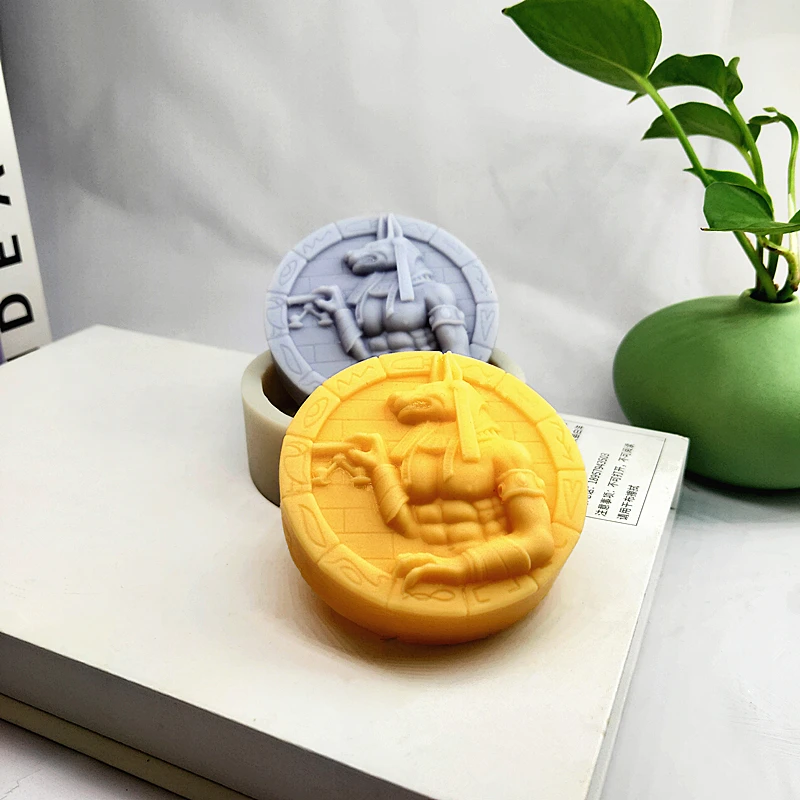 Ancient Egypt God Anubis Soap Mold Dog Head with Robust Man Body Soap-making Tools Handmade DIY Mould for Resin Clay Plaster