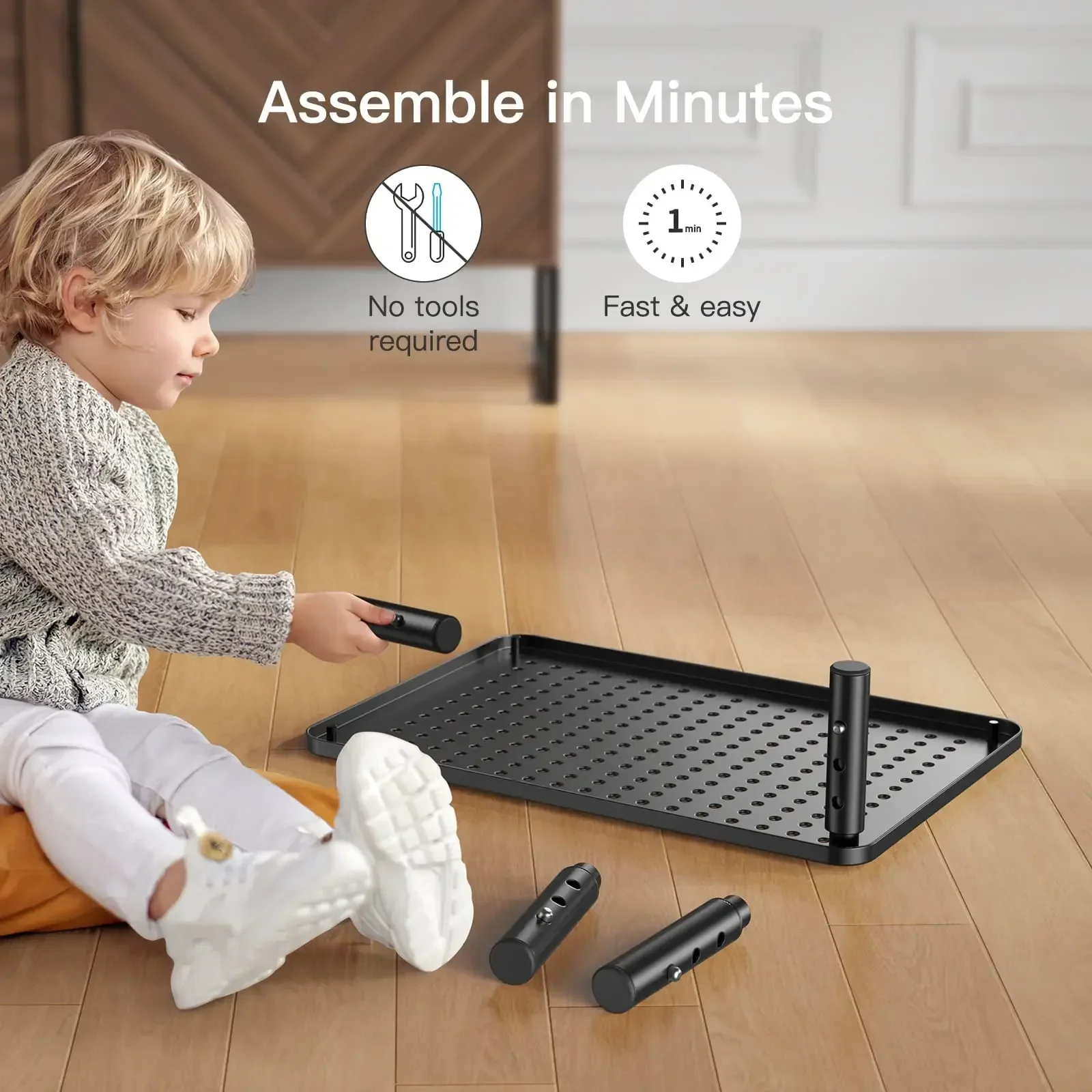 DQCGLY 2-Pack Monitor Stand Riser – 3 Height Adjustable, Metal Mesh Platform With Airflow Vents For Laptop, Monitor, PC, Printer (Black) - View #2