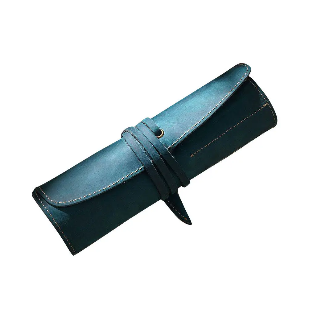 펜 파우치 빈티지 스카이블루 수제 연필 가방 만년필 롤러볼 볼펜용 펜 케이스