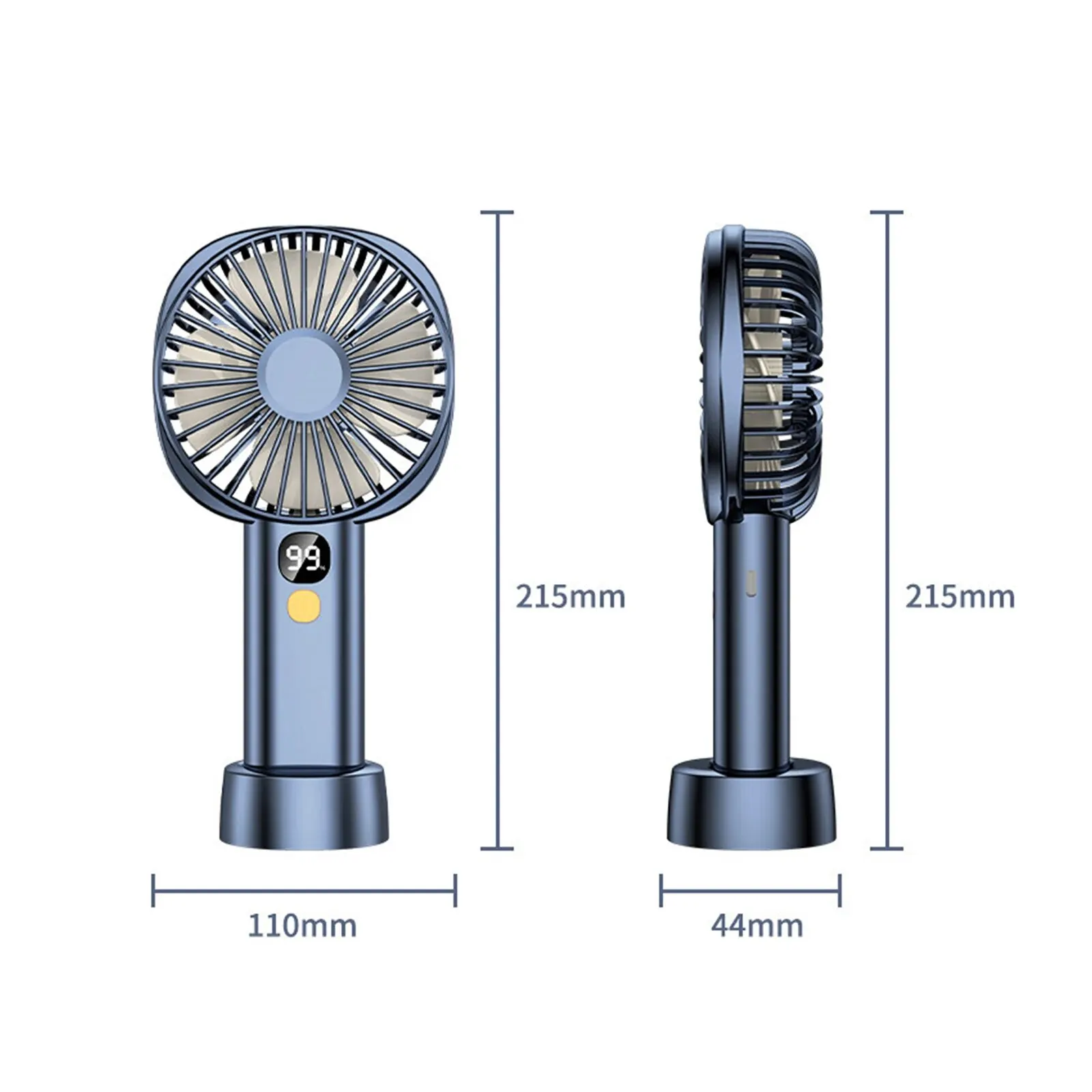 Mini Strong Wind Handheld Fan Digital Display Mini Desktop Air Cooler Fan USB Rechargeable 5 Speed Durable