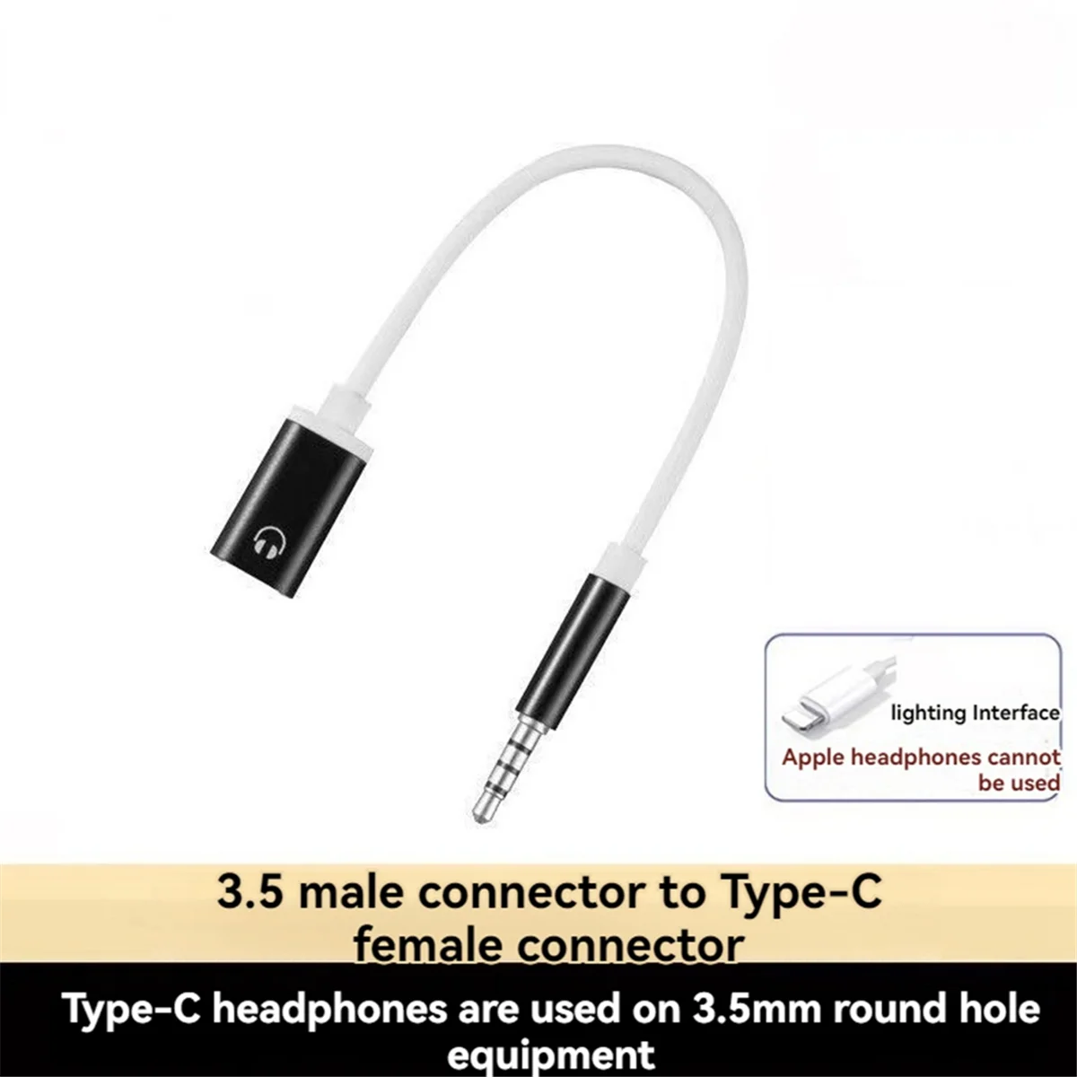 3.5mm Male to Type C Female Audio Cable Cord Analog Audio Jack Headphone Adapter For MP3 Player Laptop Tablet