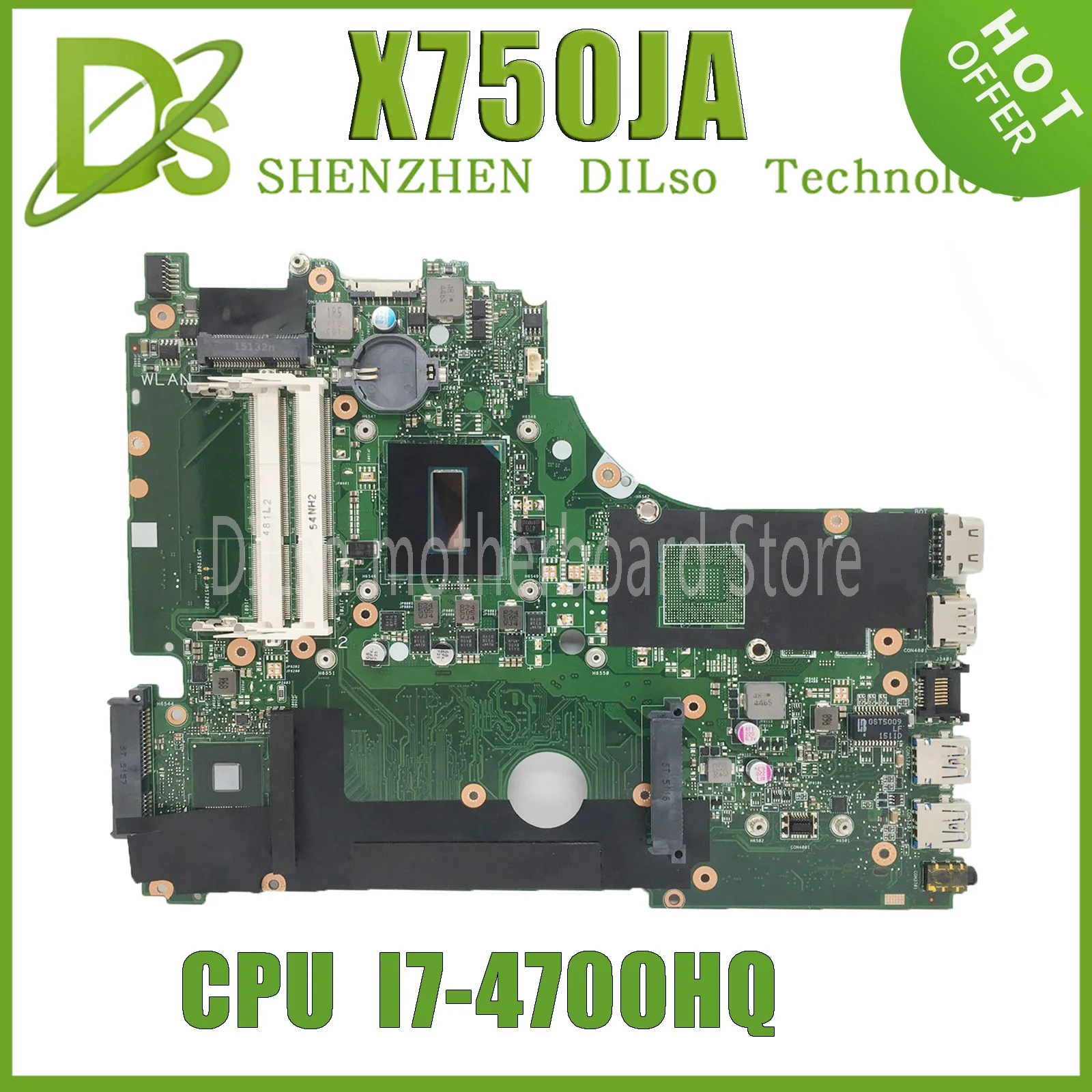 

KEFU X750JA Mainboard For ASUS A750J K750J K750JB X750JB X750JN X750JA Laptop Motherboard I7-4700HQ UMA LVDS 100% Working Well