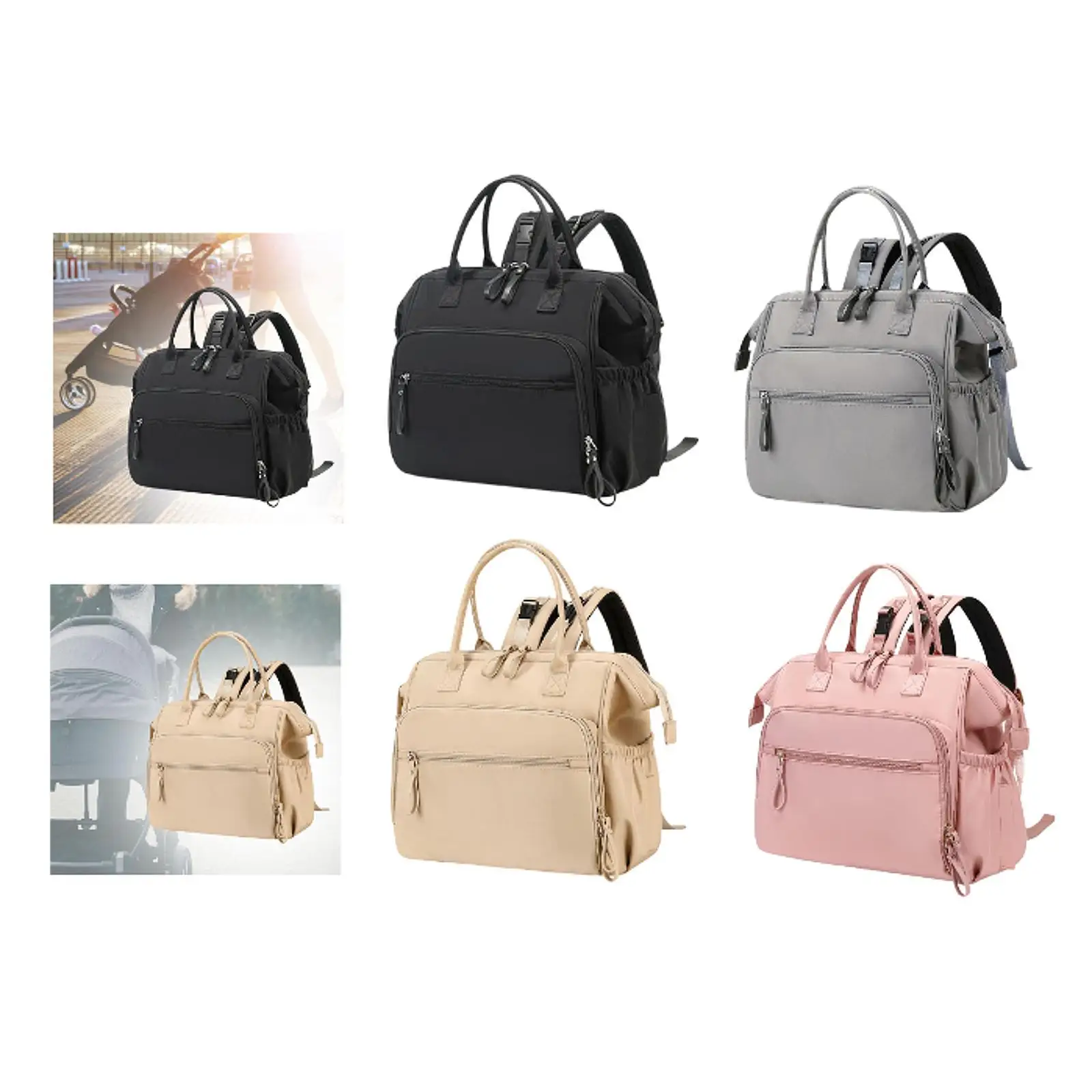 Travel Diaper Tote Large Capacity for Mummy Wide Open Top Baby Diaper Bag
