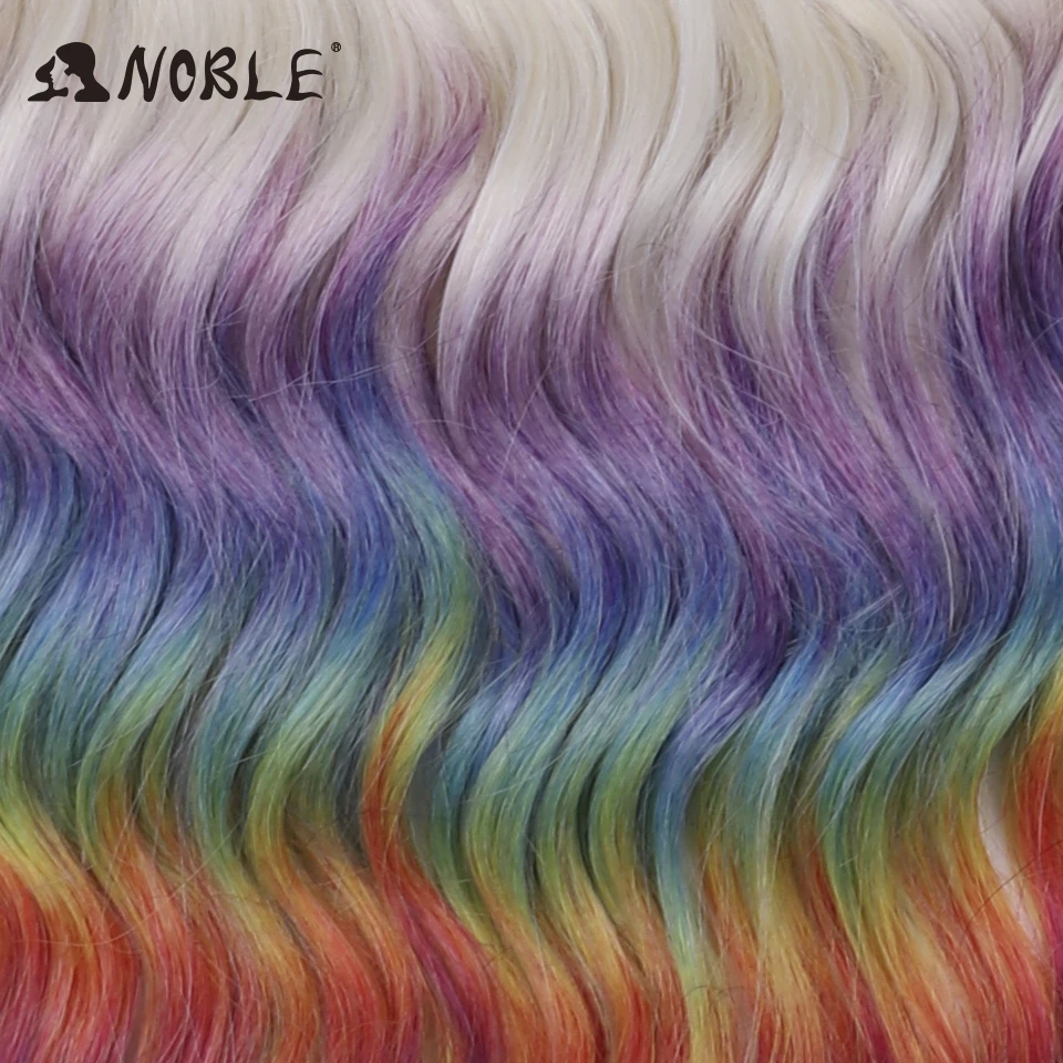 Noble Hair 24 Inch Synthetic Hair Water Wave Braiding Hair Extensions Rainbow color Deep Wave Curl Twist Crochet Hair Extension
