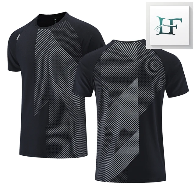 New Men's Running T-shirt Fitness Sports Quick Drying T Shirt Gym Training Tees Breathable Jogging Casual Sportswear Unisex Top 1