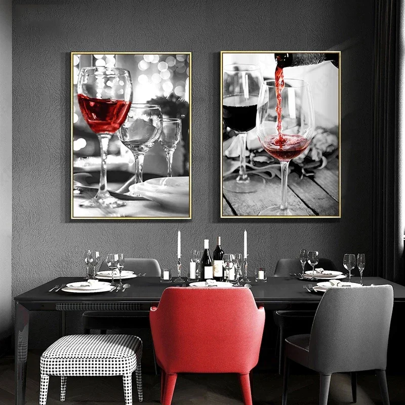 Elegant Red Wine and Glass Canvas Art - Sophisticated Wall Decor for Dining and Living Spaces