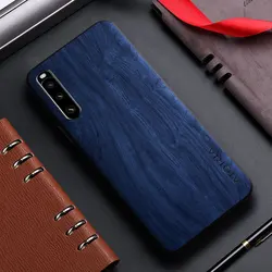 Coque en cuir avec motif en bois de bambou